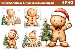 Funny Christmas Gingerbread Man Clipart PNG Product Image 1
