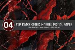 Red Black Gothic Marble Digital Paper Product Image 1