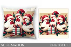 Funny Chicken Pillow Design. Christmas Pillow Sublimation Product Image 1