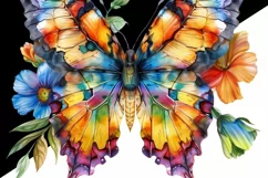 Watercolor Flowers and Butterfly PNG Digital Download Product Image 2
