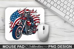 Man Skull Ride an American Flag Sublimation Mouse Pad Design Product Image 1