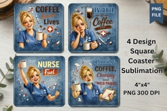 Nurse Fuel Coffee Coaster Sublimation PNG, Windows and Door Design Product Image 2
