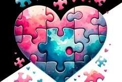 Watercolor Valentine, Heart Puzzle, Digital Download Product Image 2