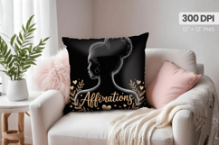 Afro Girl /Woman braided hair Pillow Design, Black Queen PNG Product Image 1