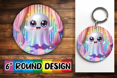 Bright Circle Keychain Design PNG, 3D Cute Ghost Product Image 1