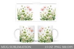 Flowers Mug Wrap Design. Wildflowers Mug Sublimation Product Image 1