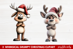 2 Whimsical Grumpy Christmas Clipart | Funny Grumpy Holiday Product Image 1