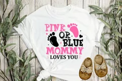 Pink or blue mommy loves you SVG Design, Pregnancy SVG Desig Product Image 2