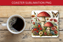 square coaster - floral mushroom Product Image 1