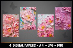 4 Beautiful 3D Flowers Digital Papers I Junk Journal Pages Product Image 2