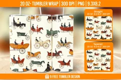 Horse Seemless Tumbler Wrap Designs, Sublimation Wrap Product Image 1