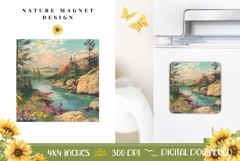 Cute Nature Magnet Design, River Magnet Template Product Image 1