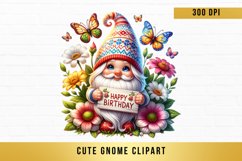 watercolor cute gnome clipart, birthday gnome sublimation Product Image 1