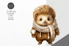 Christmas clipart, Hedgehog clipart, Winter clipart Product Image 1