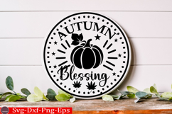 Autumn Blessings Fall Round Sign SVG Product Image 1