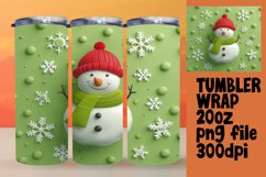 20oz Winter Snowman Tumbler Wrap 3D Design Product Image 1