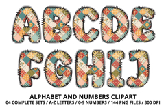 Vintage Patchwork Alphabet PNG Letters &amp; Numbers Product Image 2