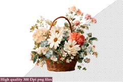 Watercolor Flower Basket Clipart, Bundle Flower Basket PNG Product Image 4