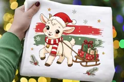 Christmas Baby Goat Sled PNG Sublimation Design - Cute Lamb Product Image 5