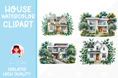 4 Cozy Watercolor House Clipart Product Image 1