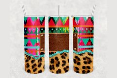 Personalized Mexico Leopard Blue Glitter 20oz skinny tumbler Product Image 2