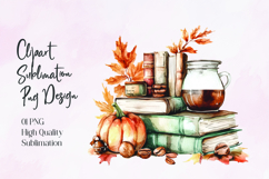 Pumpkin Books Coffee Autumn Sublimation PNG Product Image 1