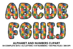 Autism Awareness Doodle Letters Puzzle Piece Alphabet PNG Product Image 2