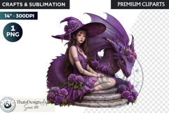 Fantasy Dragon witch clipart, enchantress, dragon egg queen Product Image 1