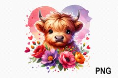 Cow And Flowers Sublimation - Cow Flowers Clipart PNG Design Product Image 1