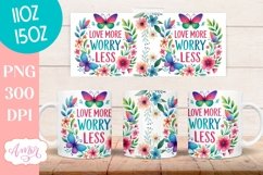 Love More Worry Less mug wrap sublimation PNG| Floral mug Product Image 3
