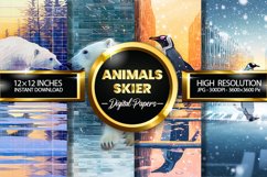 Animals Skier Digital Papers - 04 Variations Product Image 1