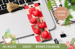 Printable Bookmark, Red Tulips Bookmark Design, Tulips PNG Product Image 1