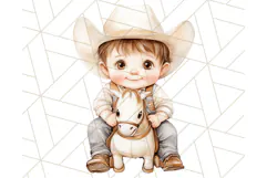 Cowboy Clipart PNG, Kid Western Country Graphic Product Image 2