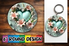 Blissful Keychain Round Design PNG, 3D Heart Product Image 1