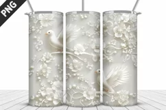 3D Christmas Doves Tumbler Wrap - 20 Oz Skinny Tumbler PNG Product Image 2