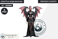 Pastel Goth Fairy Clipart, Black Pink PNG fantasy clipart Product Image 1