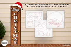 Merry Christmas Porch Sign Laser Cut | Vertical Sign | SVG Product Image 3