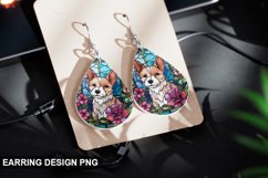 Stained Glass Dog flowers Earring Design Product Image 1