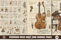 Ephemera Music Sheet Junk Journal Pages Product Image 1
