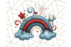 Patriotic Scandinavian Rainbow Clipart PNG, 4th Of July Png Product Image 2