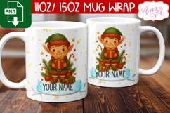 Custom Christmas mug wrap PNG, Christmas elf mug PNG Product Image 3