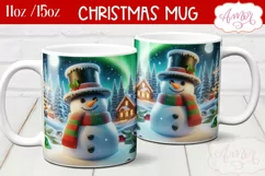 Christmas snowman mug sublimation wrap PNG 11oz 15oz Product Image 2