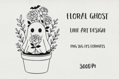 Cute Line Art Halloween Floral Ghosts BUNDLE| EPS, SVG, PNG Product Image 14