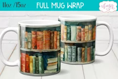 Bookshelf mug wrap PNG for Sublimation | Book lover mug png Product Image 3