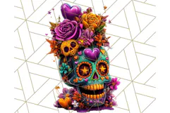 Bright Sugar Skull PNG Clipart, Halloween Colorful Skull Png Product Image 2