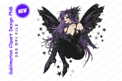 Gothic Fairy With Purple Hair And Dark Wings Clipart Product Image 1