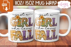 Just a girl who loves fall mug wrap, Retro fall mug template Product Image 1