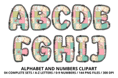 Floral Patchwork Alphabet &amp; Numbers Clipart 144 PNG 300 DPI Product Image 2