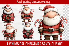 4 Whimsical Christmas Santa Clipart | Cute Santa PNG Product Image 1