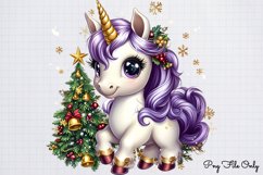 Christmas Unicorns Clipart PNG Product Image 1